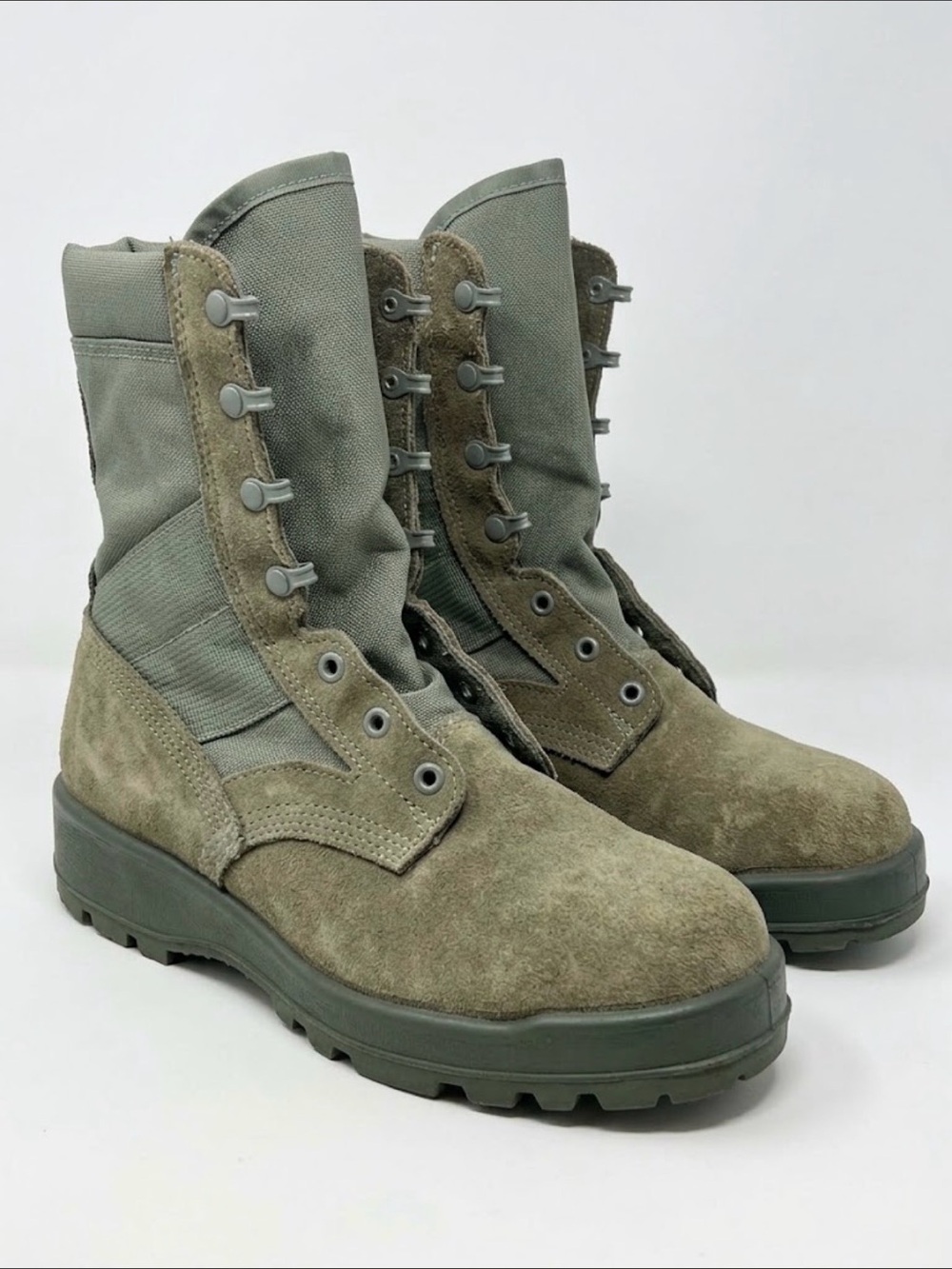 US Air Force Sage Green Steel Toe Military Boots Men's 8R Vibram Sole